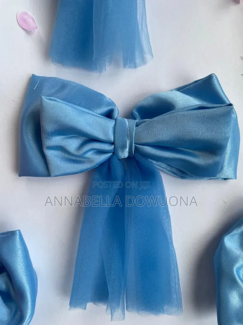 Blue Satin Ribbon Bows for Gift Packaging