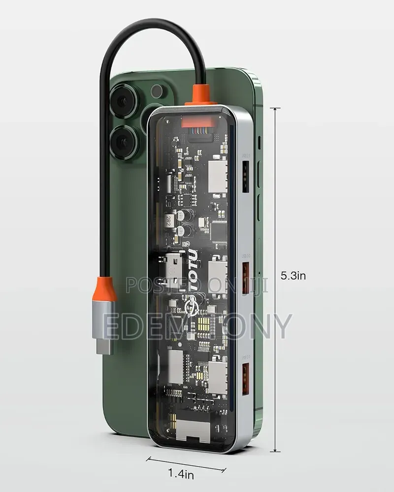 8-in-1 USB Type-C Transparent Multiport Hub Adapter