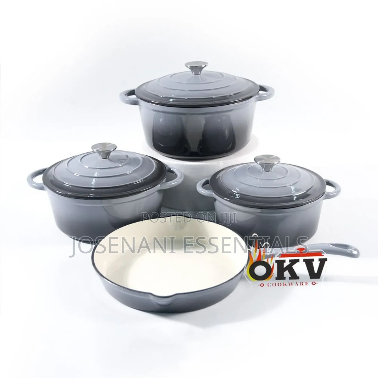 Cast Iron Cookware Set | 4-Piece Enamel Pots Skillet | GHC 1,200