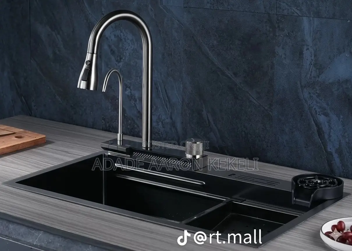 Luxury LED Digital Smart Kitchen Waterfall Sink Set – Multi-Function