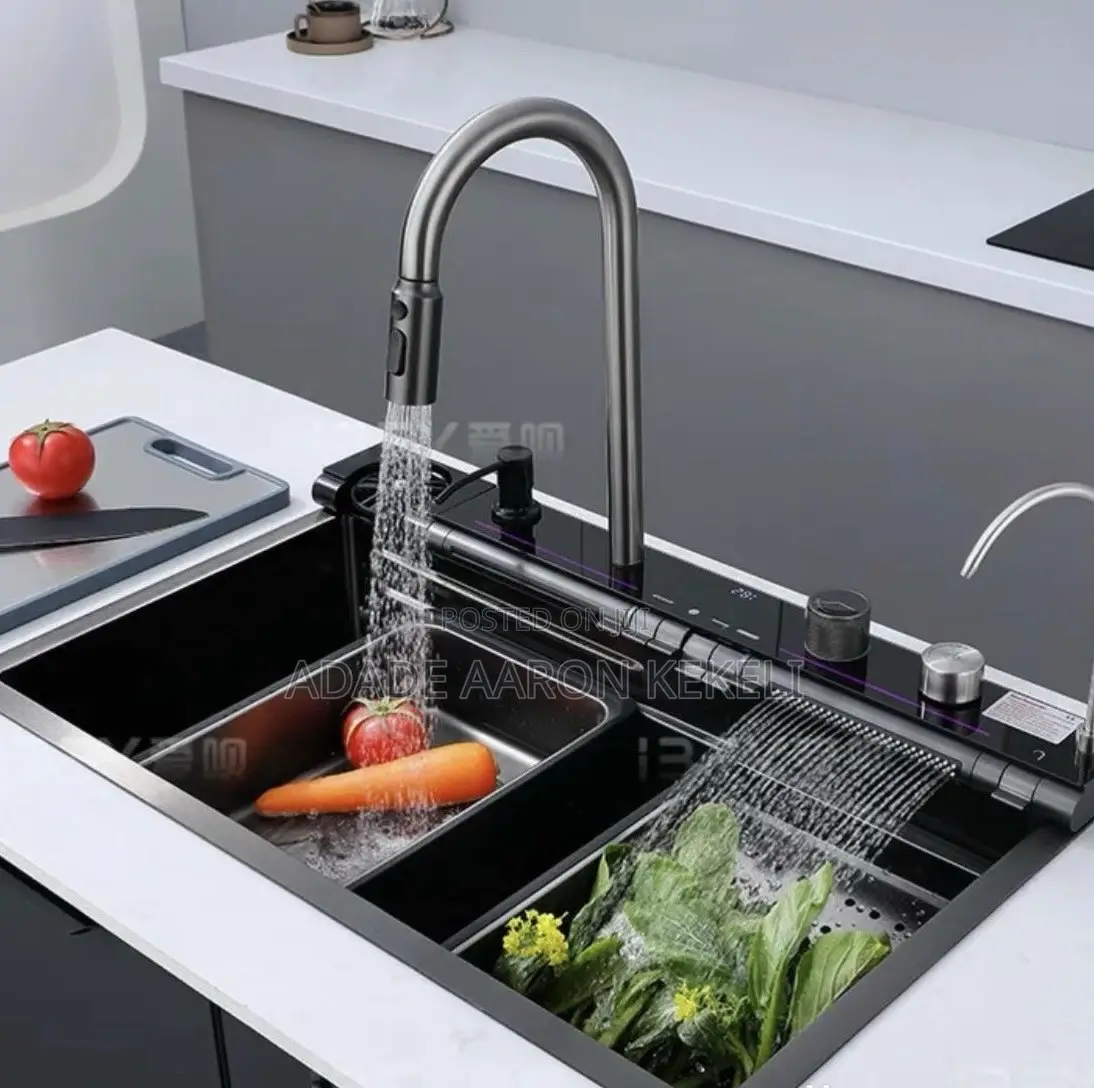 Luxury LED Digital Smart Kitchen Waterfall Sink Set – Multi-Function