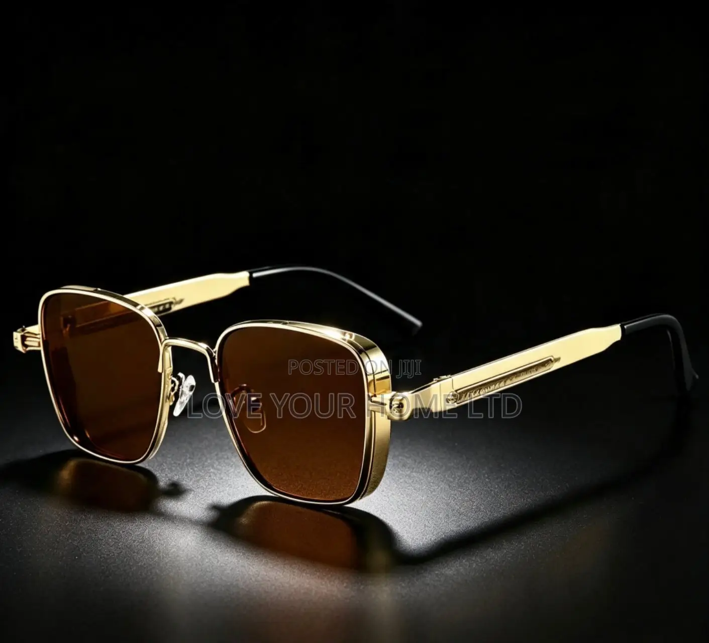 Fashion Square Sunglasses – Gold Frame Brown Lens