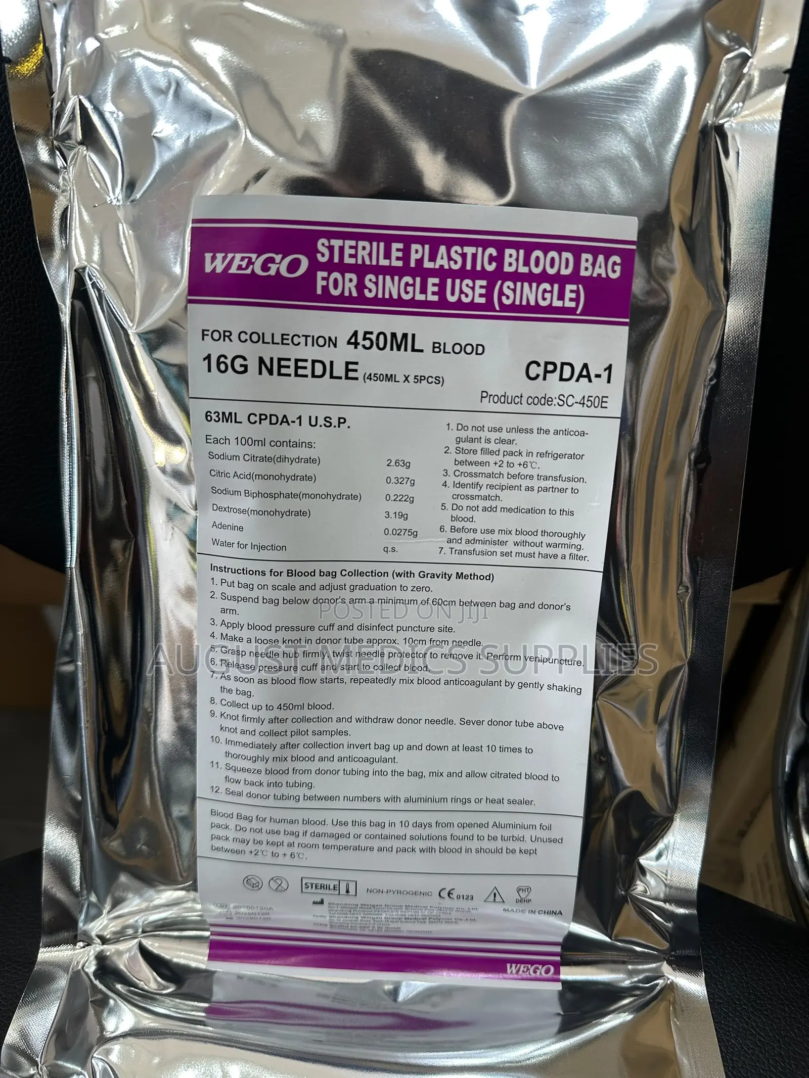 Sterile Blood Collection Bag