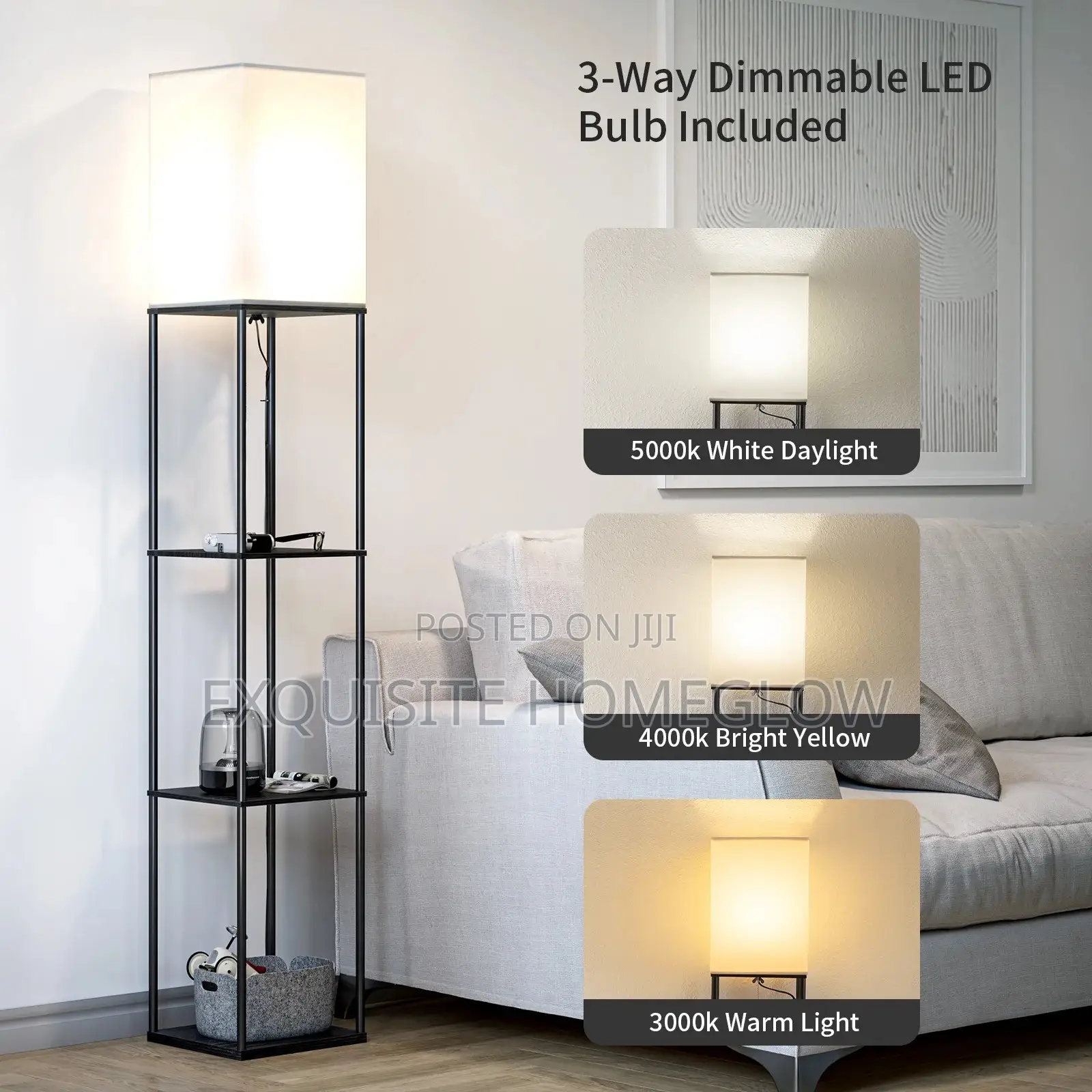 Shelf Floor Lamp + Free E27 Bulbs in Stock