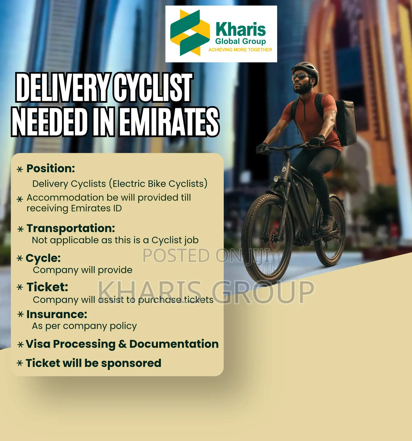 Delivery Cyclists Needed in Dubai, UAE: Flight Ticket Sponsored