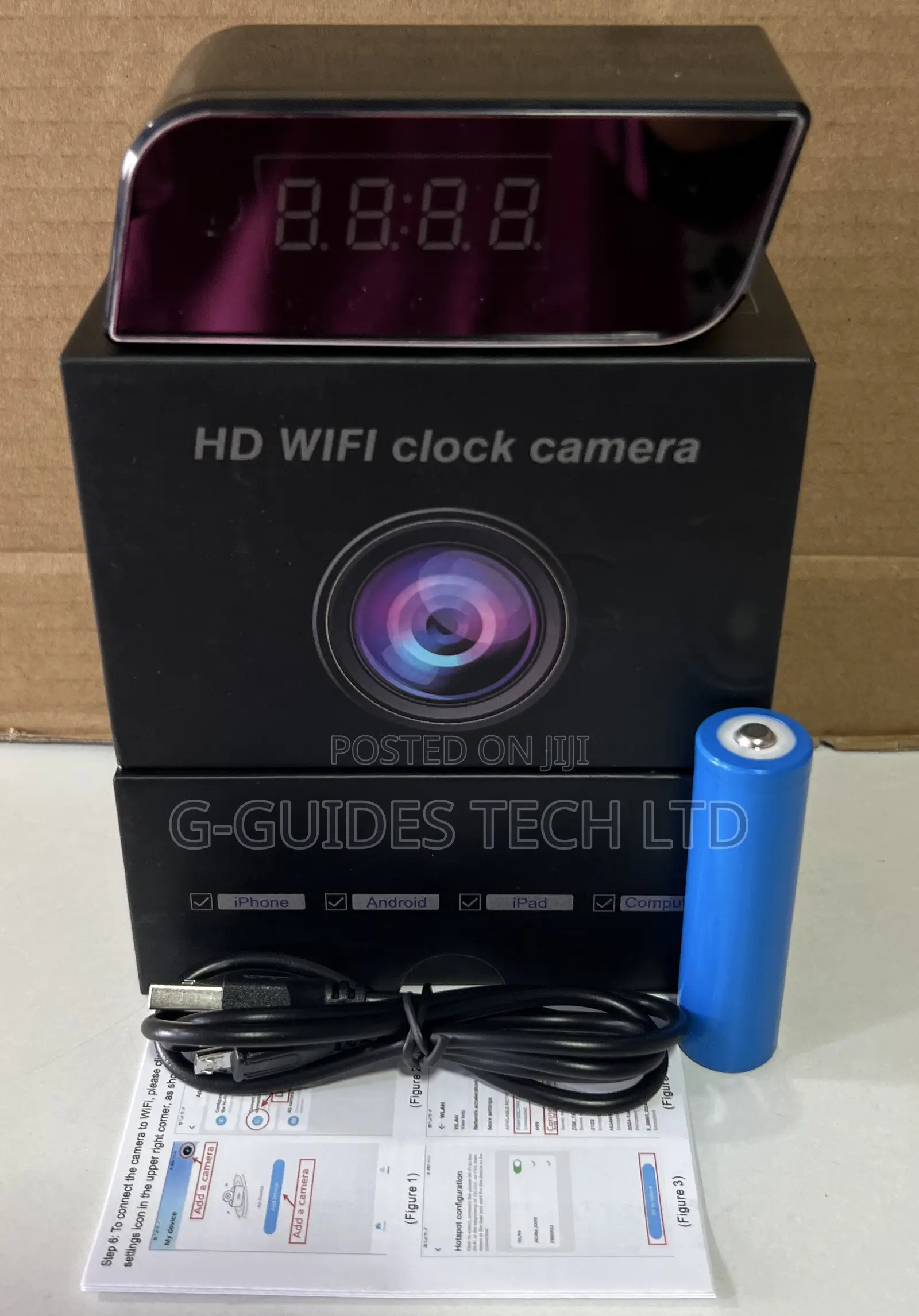 Digital Wi-Fi Clock Camera, HD WiFi Spy Clock Camera