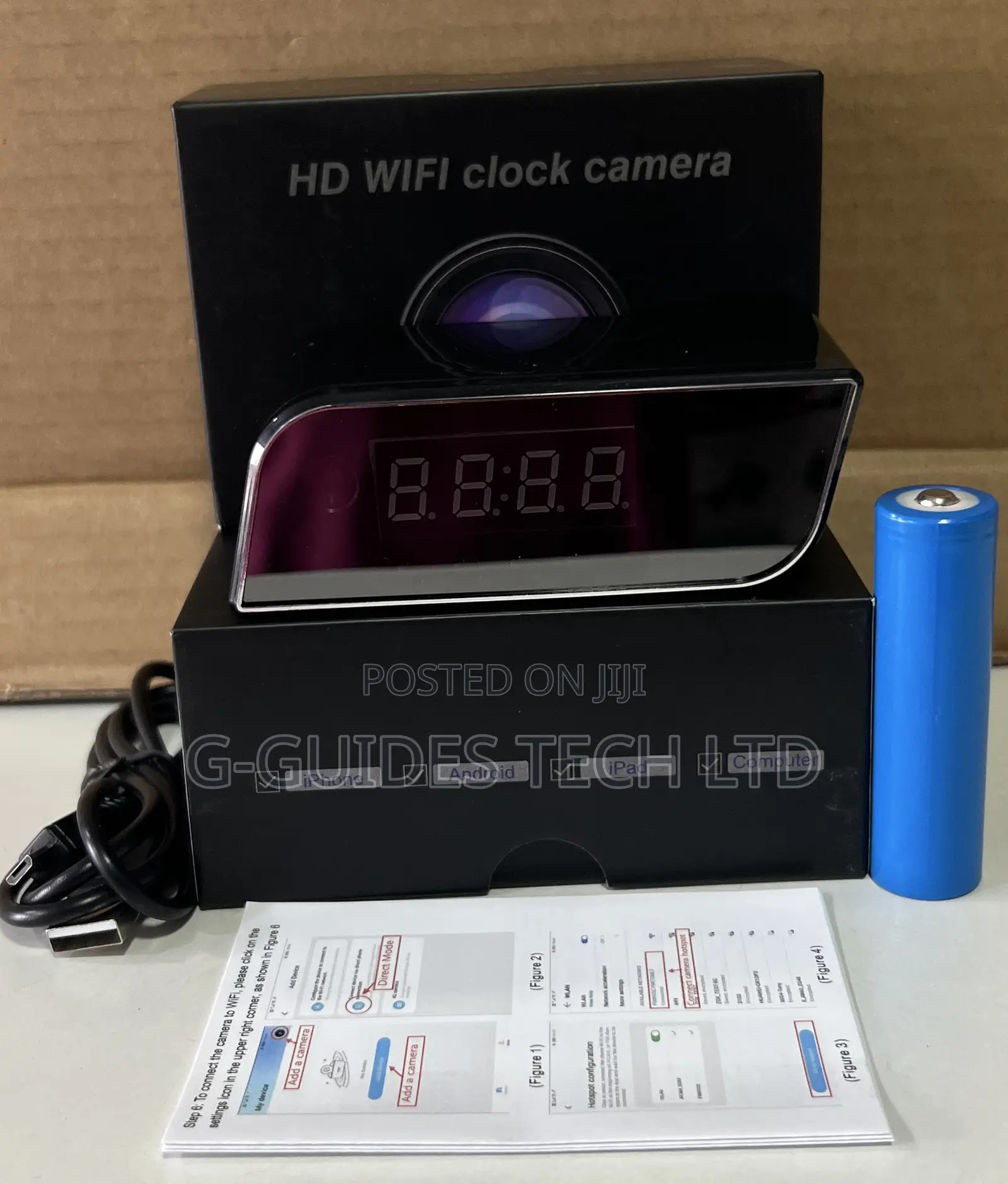 Digital Wi-Fi Clock Camera, HD WiFi Spy Clock Camera