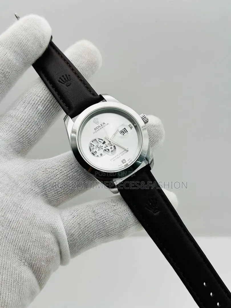 Rolex Leather Watch Unisex
