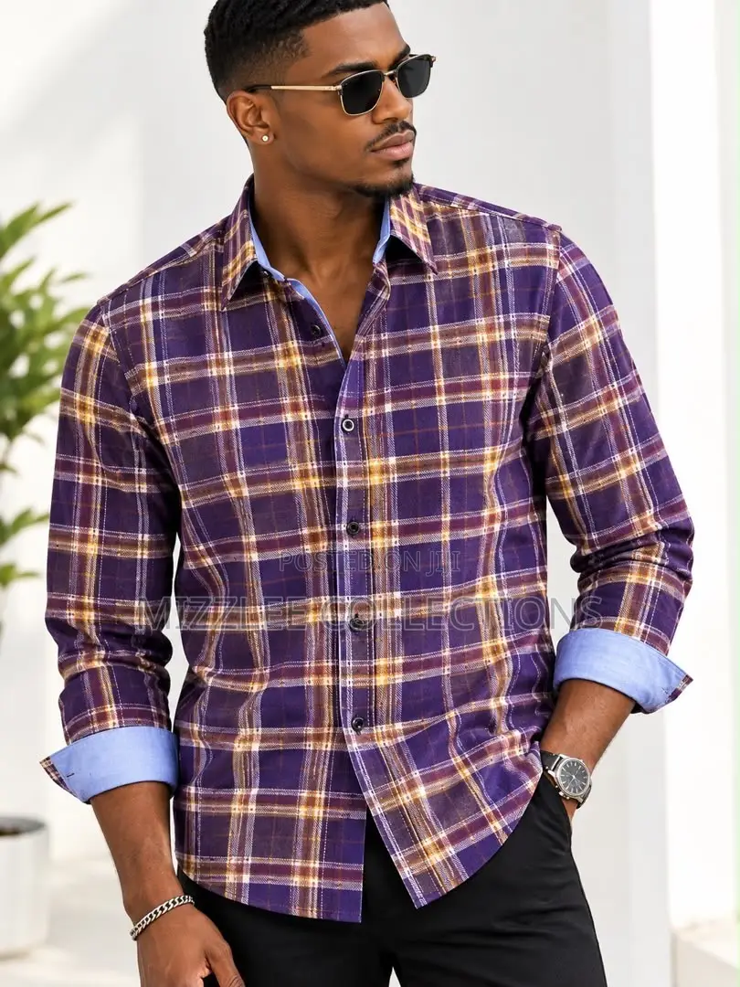 Gentlemen Checked Long Sleeves Shirt M-3xl