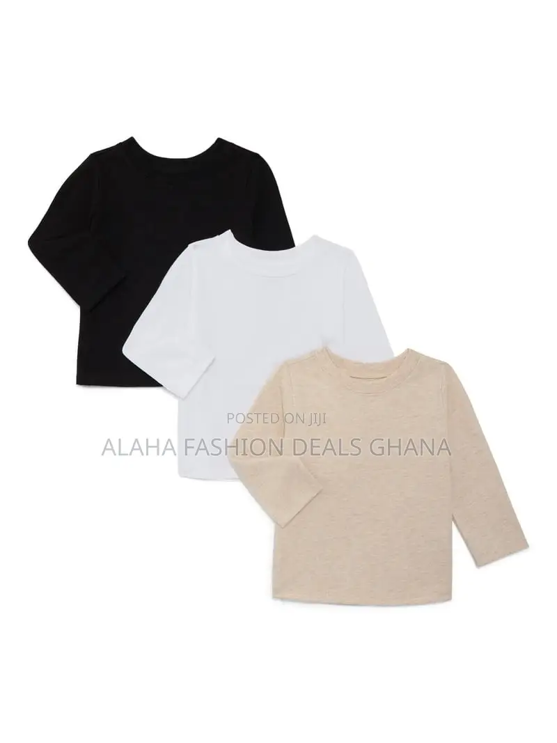 Garanimals Baby Girls Long-Sleeve Solid Tees, 3-Pack,