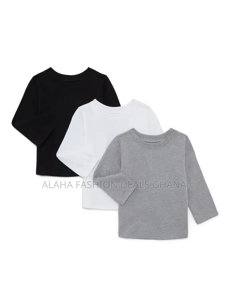 Garanimals Baby Girls Long-Sleeve Solid Tees, 3-Pack,