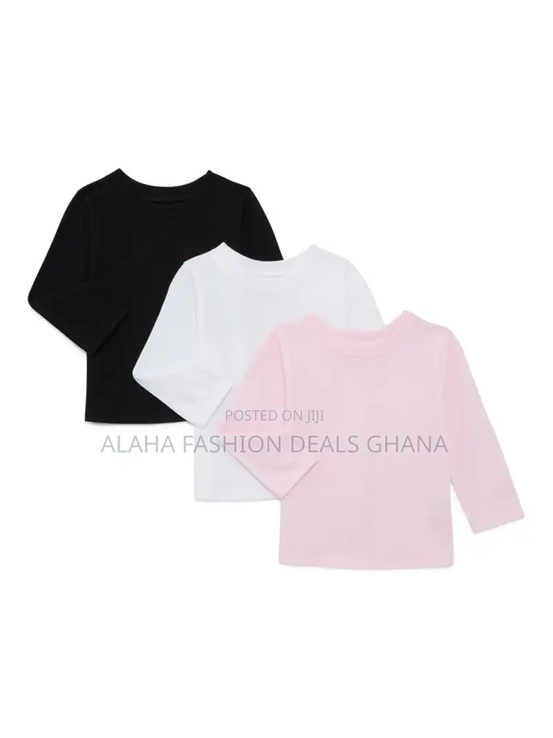 Garanimals Baby Girls Long-Sleeve Solid Tees, 3-Pack,