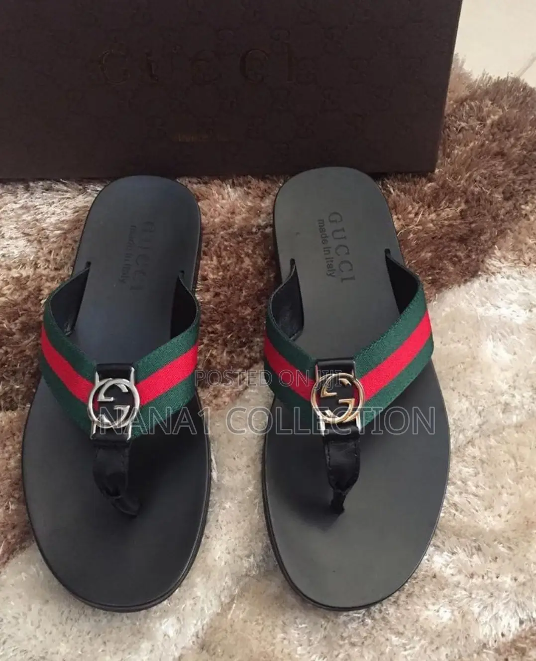 Men’s Original Gucci 3 Straps Slippers