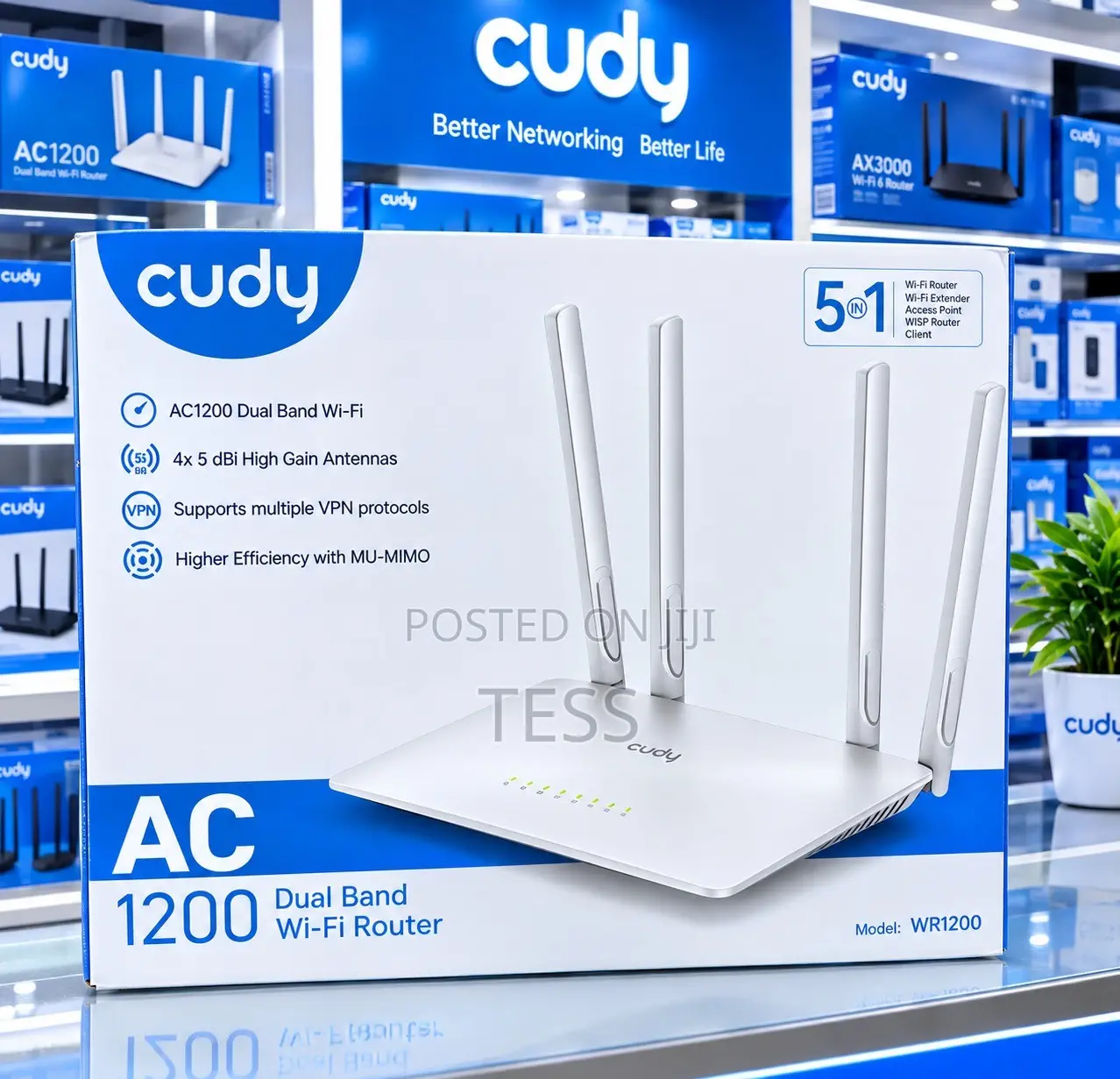 Cudy Router AC1200 Dual-Band Wi-Fi 5X Fast Ethernet VPN Client WR1200