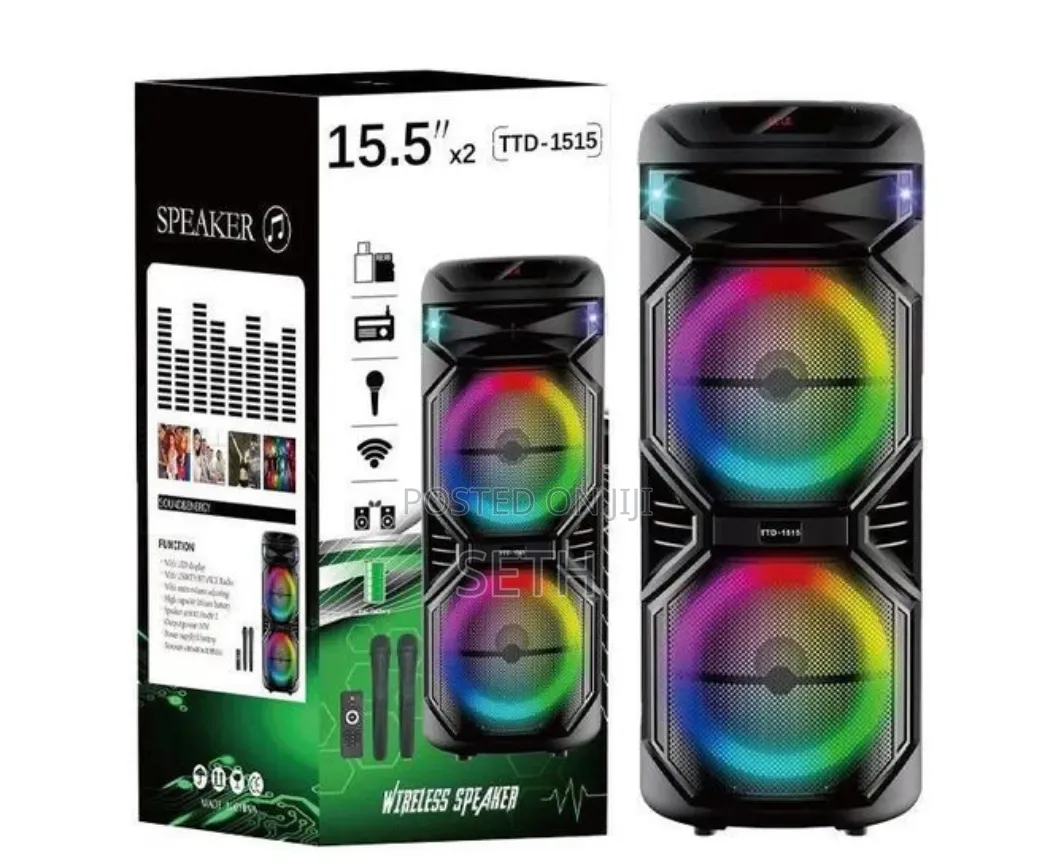 TTD-1515 Portable Bluetooth Speakers With Karaoke Microphone - Black