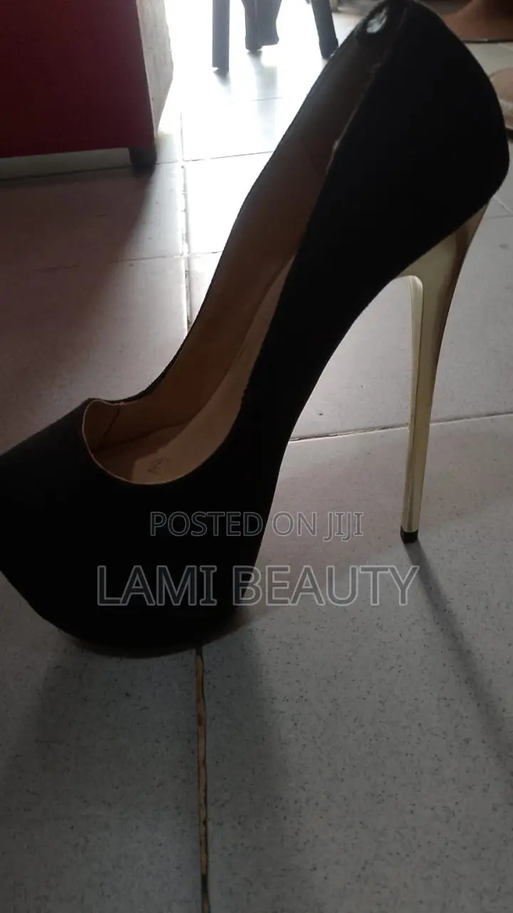 Black Balanced Block Heel Shoe Size