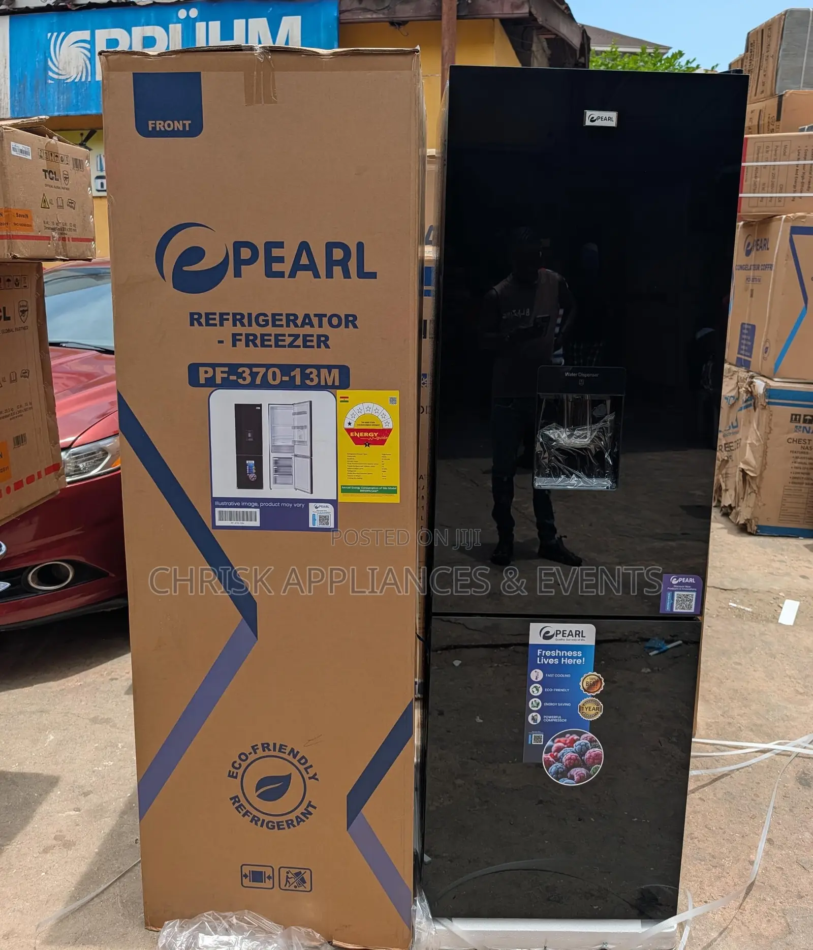 Pearl Pf-370-13m 262l Black Mirror Refrigerator Freezer