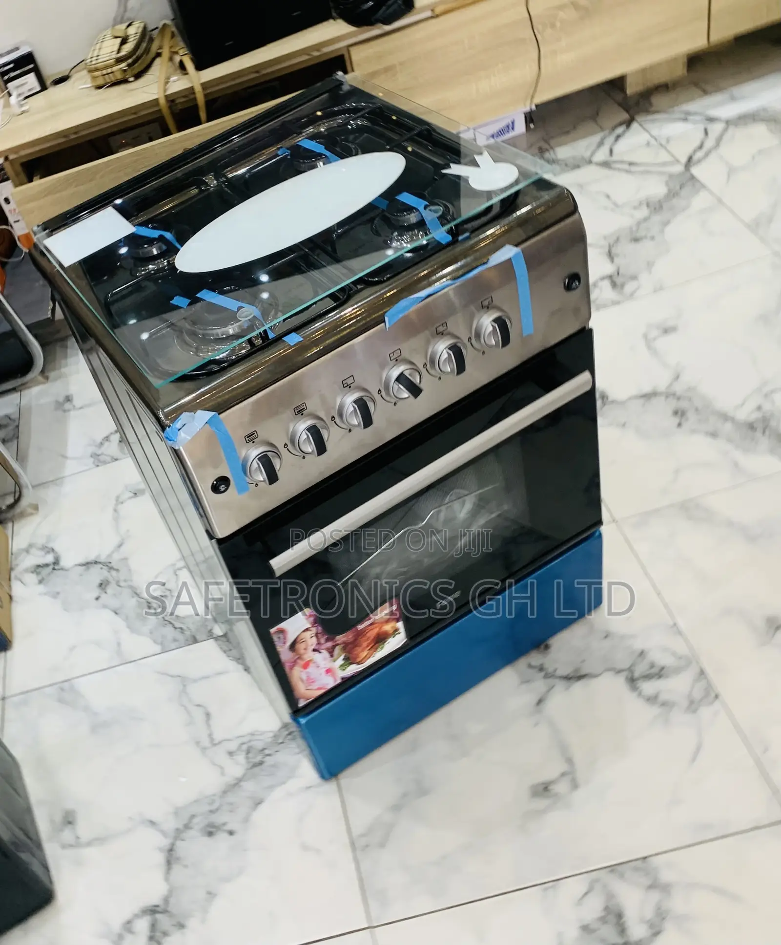 Perfect Sleek 60x60 Grey Ferre 4 Gas Oven Glass Cooker