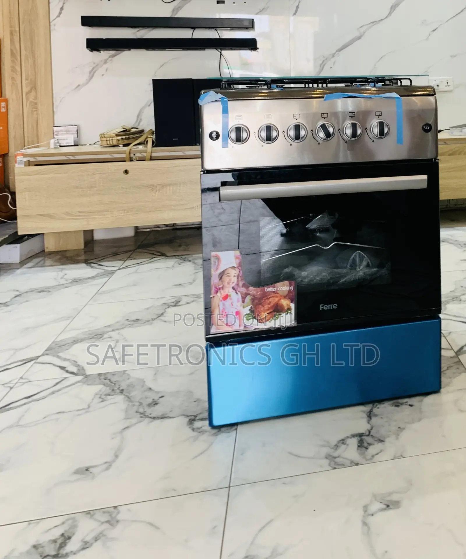 Available (Grey) Ferre 4 Burner Gas Oven 60x60