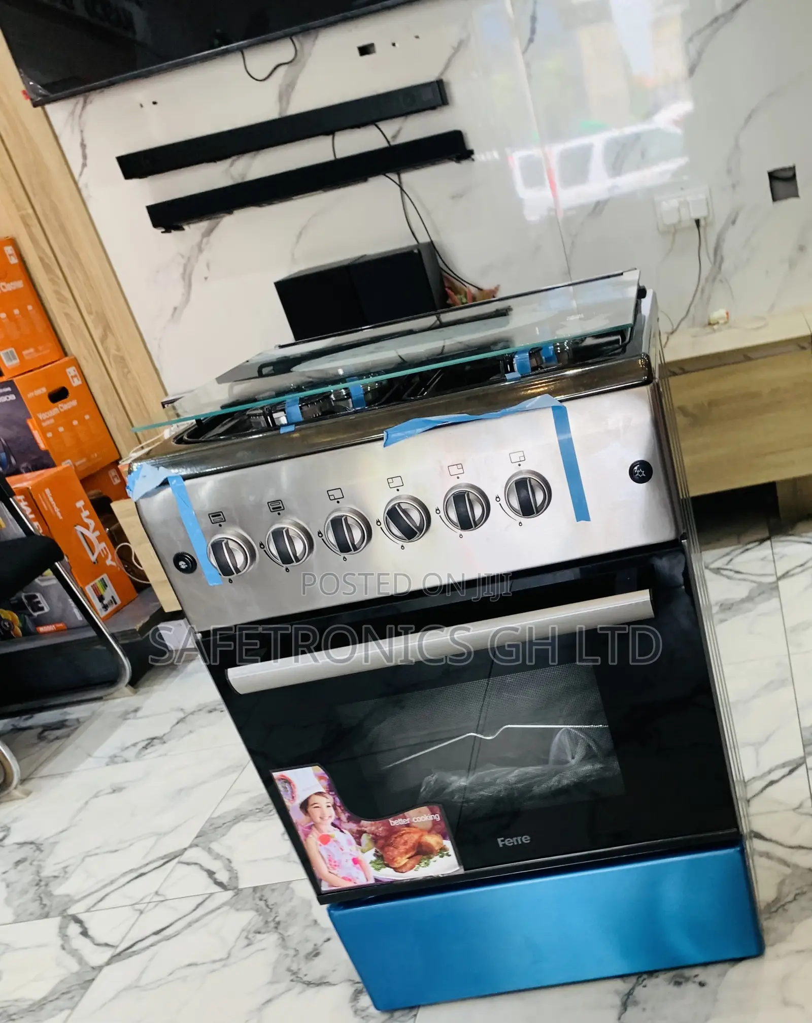 Available (Grey) Ferre 4 Burner Gas Oven 60x60