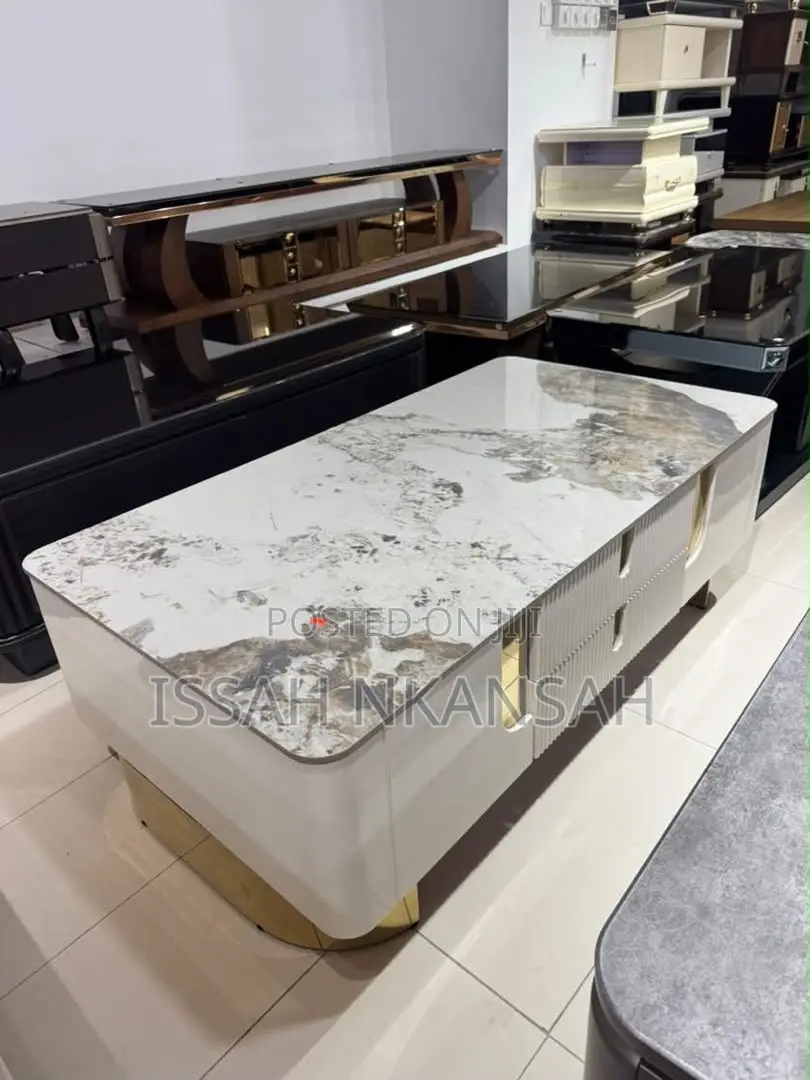 White + Gold Marble Top Coffee Table