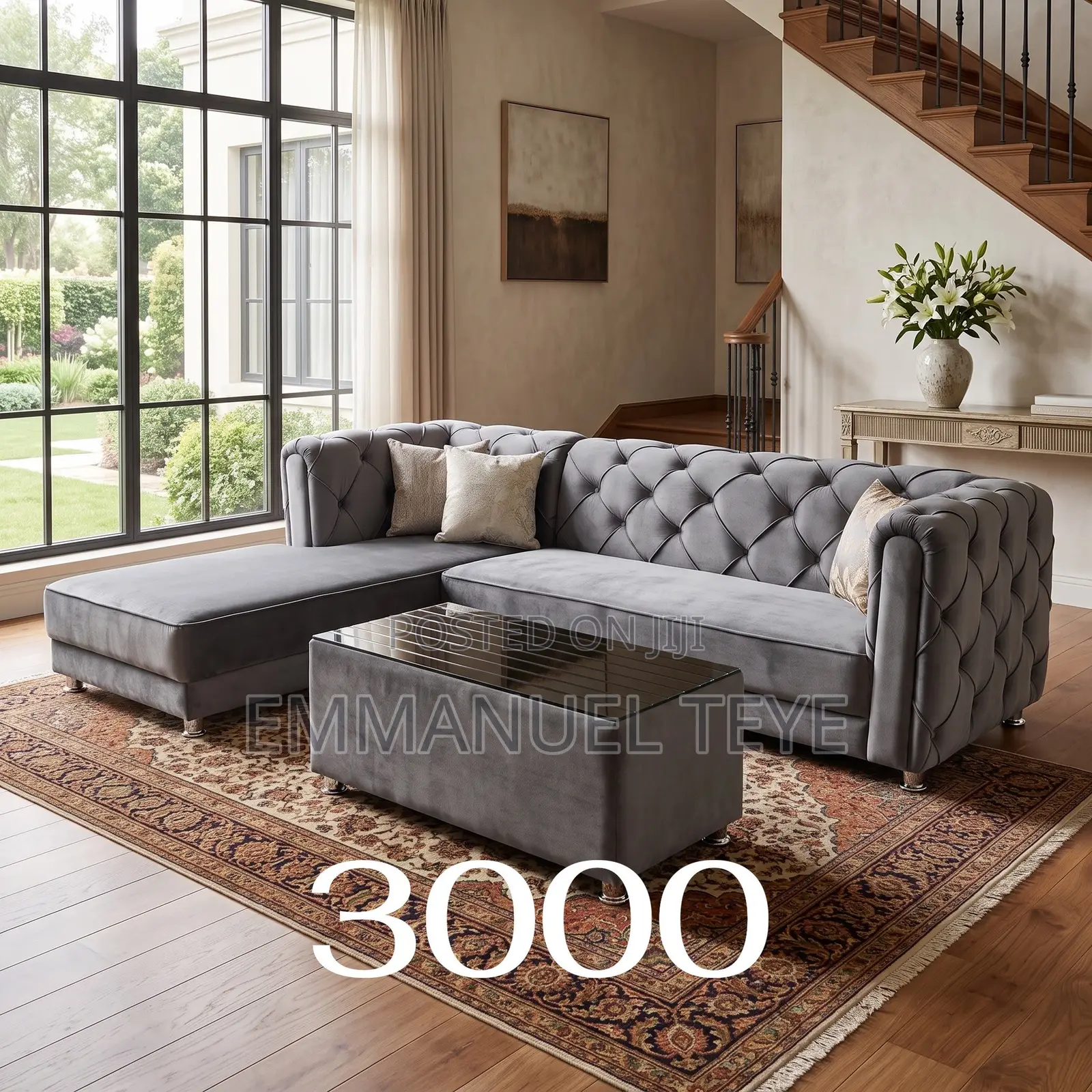 Brand New Luxury 3 in L Sharp Sofa