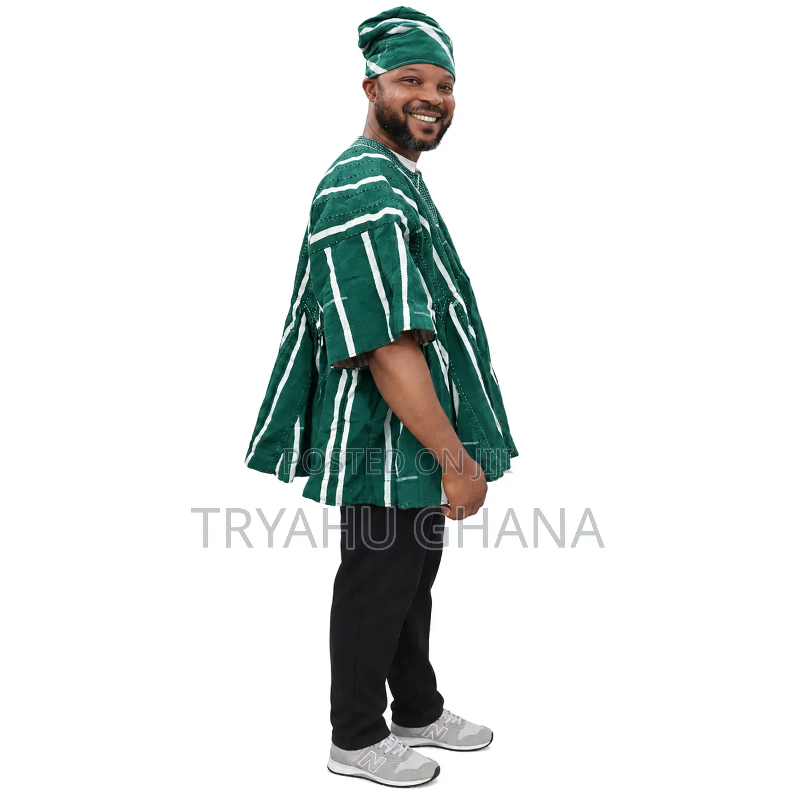 Authentic Green and White bBatakari for Men in Ghana | Tryahu