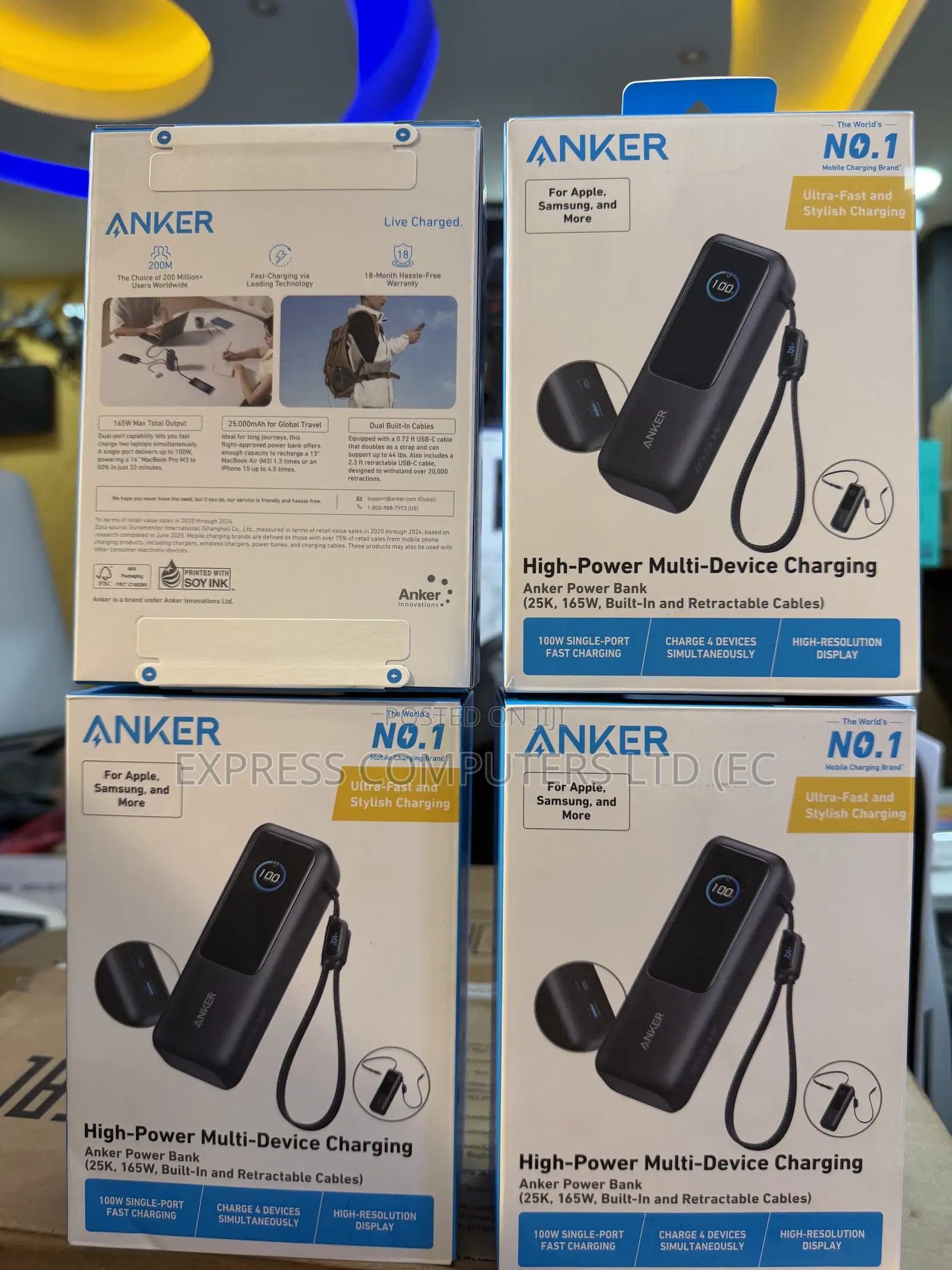 ANKER 165 WATTS 25,000mAh Ultra-Fast Charging Laptop POWER BANK UK