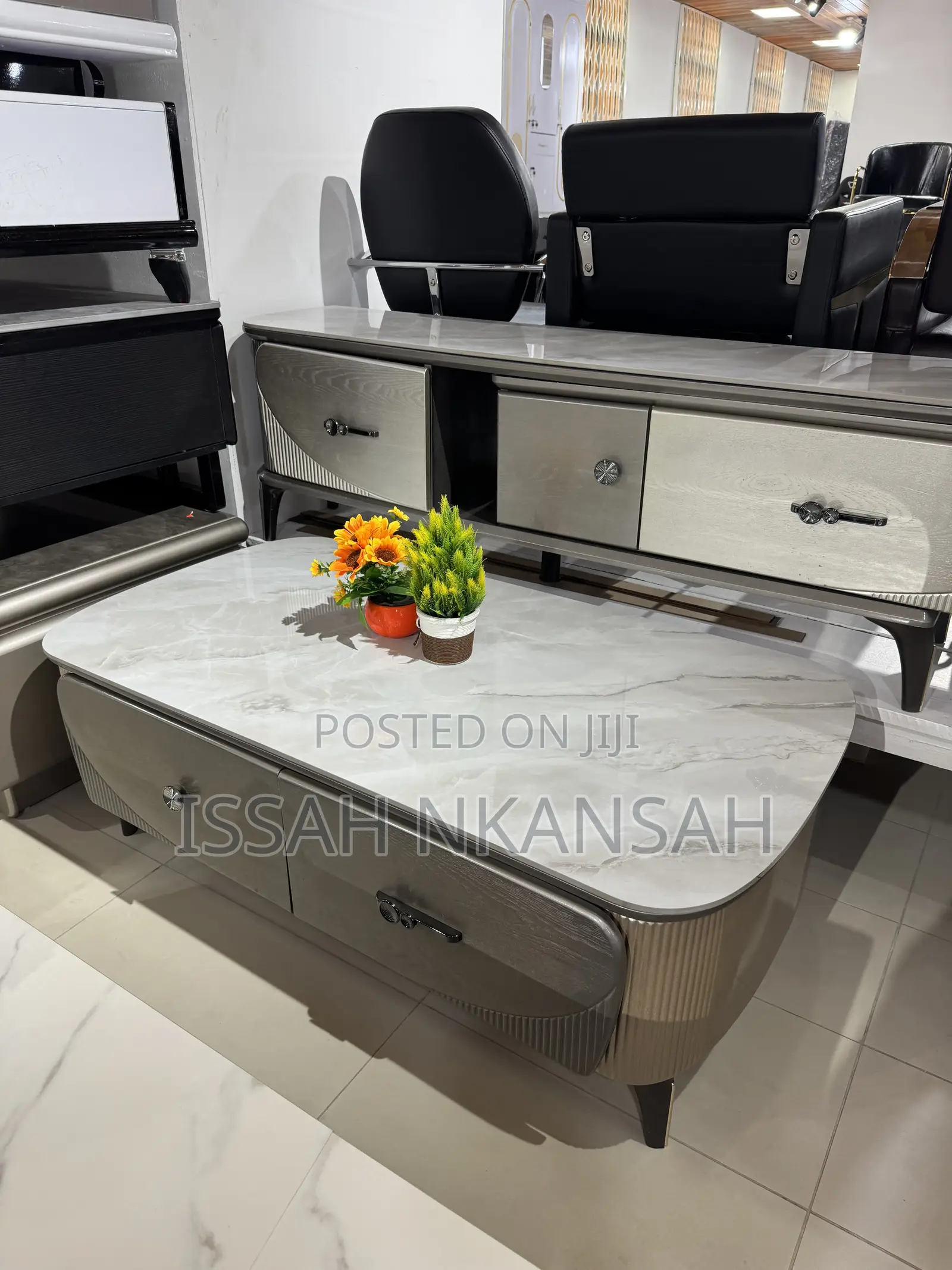 Dark Grey Marble Coffee Table
