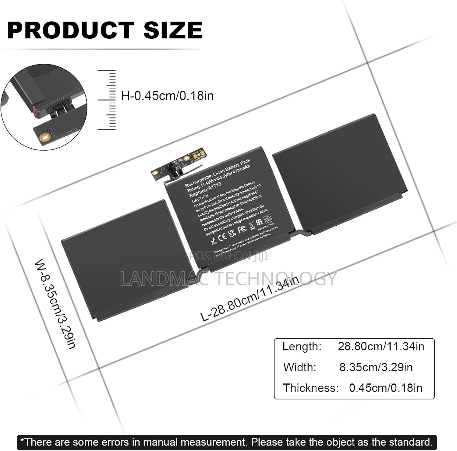 A2289/A1713 Battery for Macbook Pro Retina 13′′ A1708 (Late 2016 And