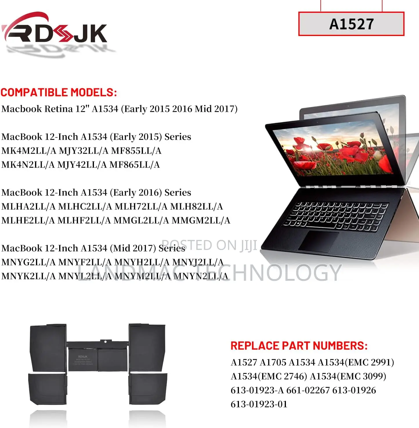 A1527 A1705 Laptop Battery for MacBook Retina 12" A1534