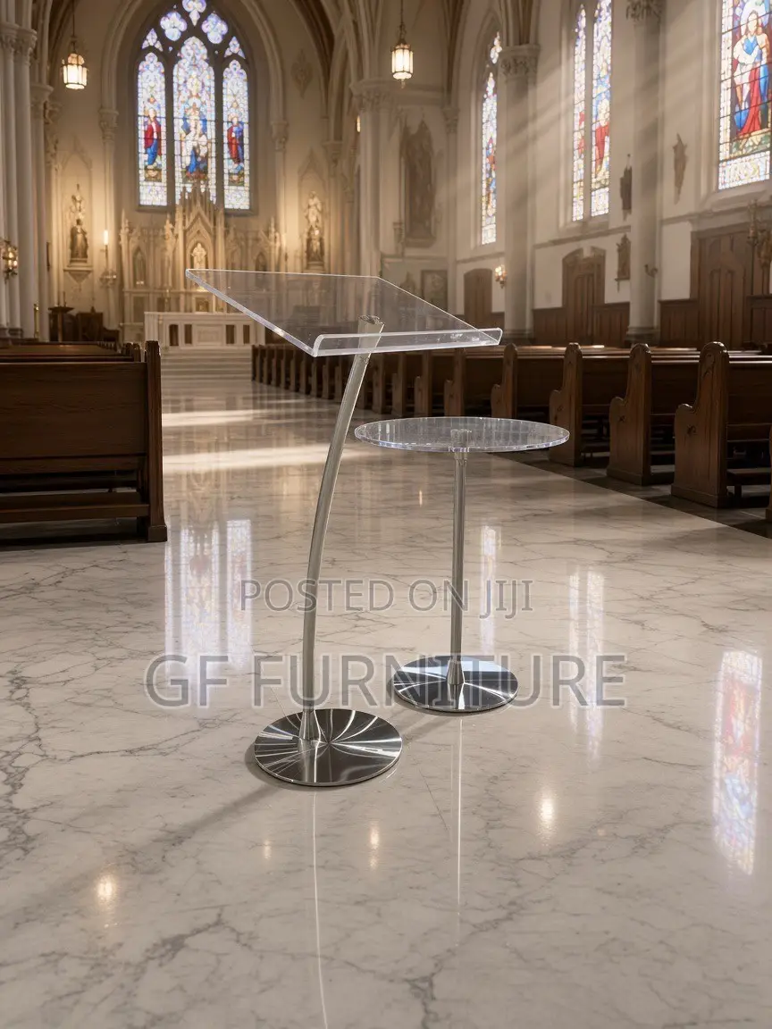 Modern Acrylic Stainless Steel Pulpit