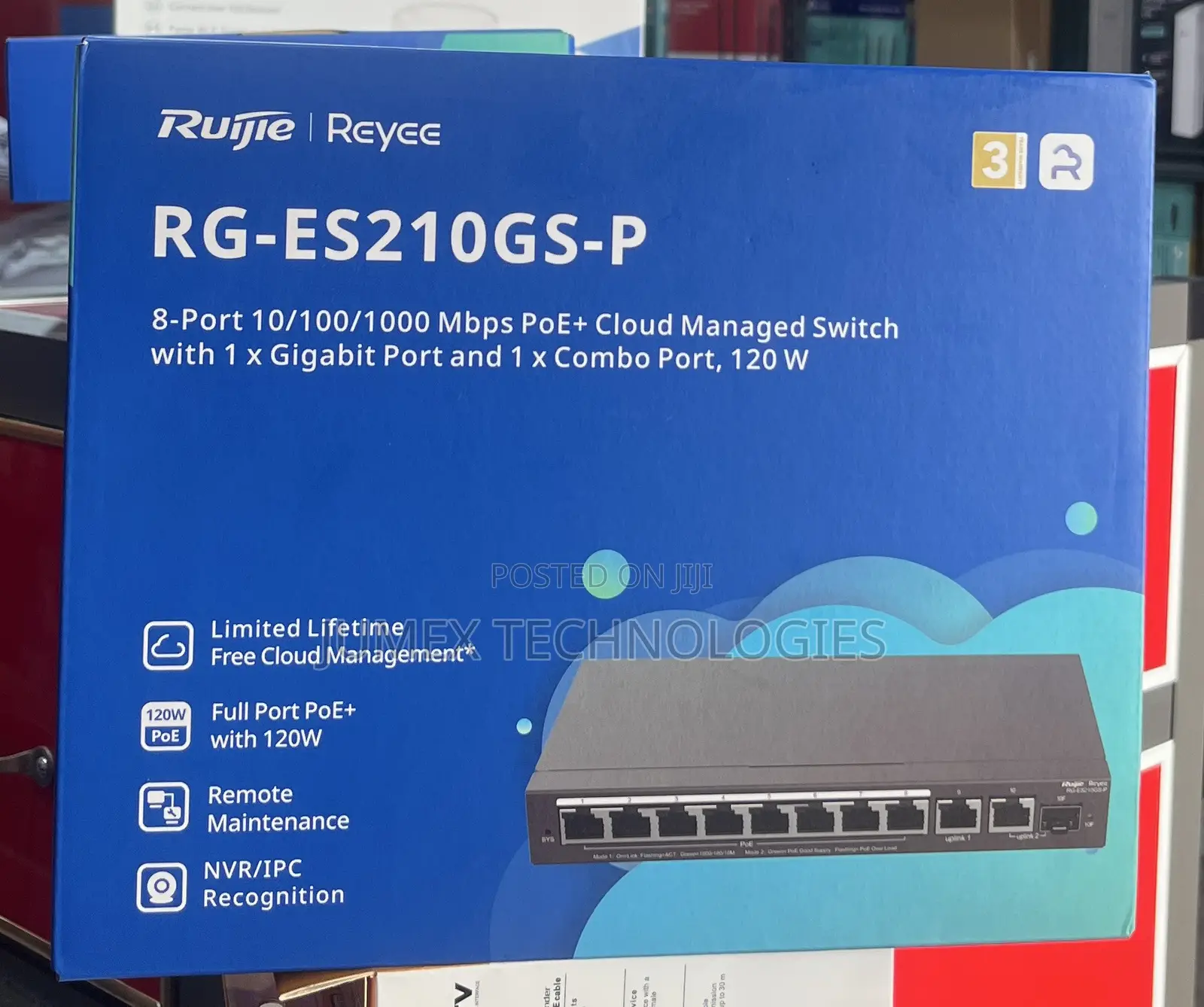 Ruijie |Reyee Rg-Es210gs-P 8port Gigabit Cloud Managed Switch 120w