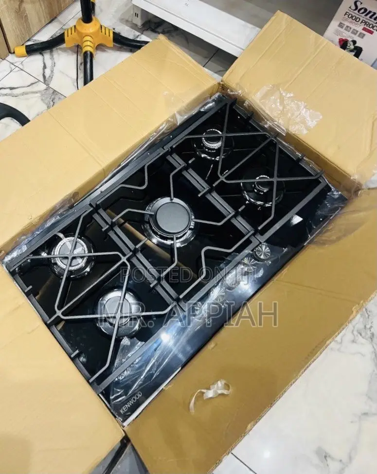 Super Classic Kenwood 90cm Tempered Glass 5 Gas Hob(Black)