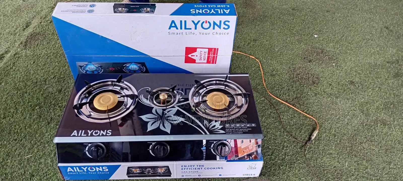 Efficient Cooking Ailyons 3in1 Auto Ignition GS014-6 GLASS TOP