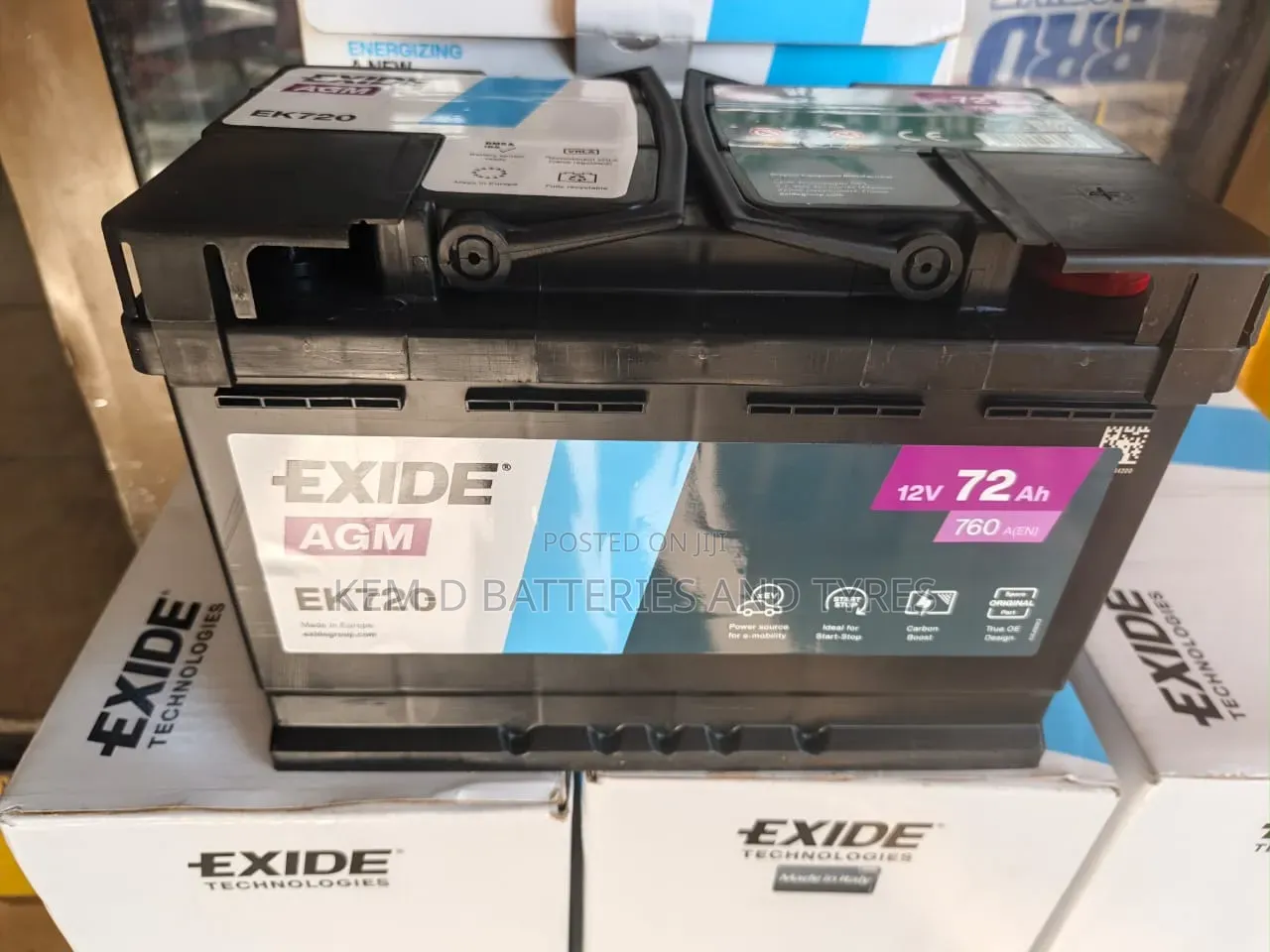 AGM 15 Plates Exide Battery 72Ah EK720 + Free Delivery + 1yr Warranty