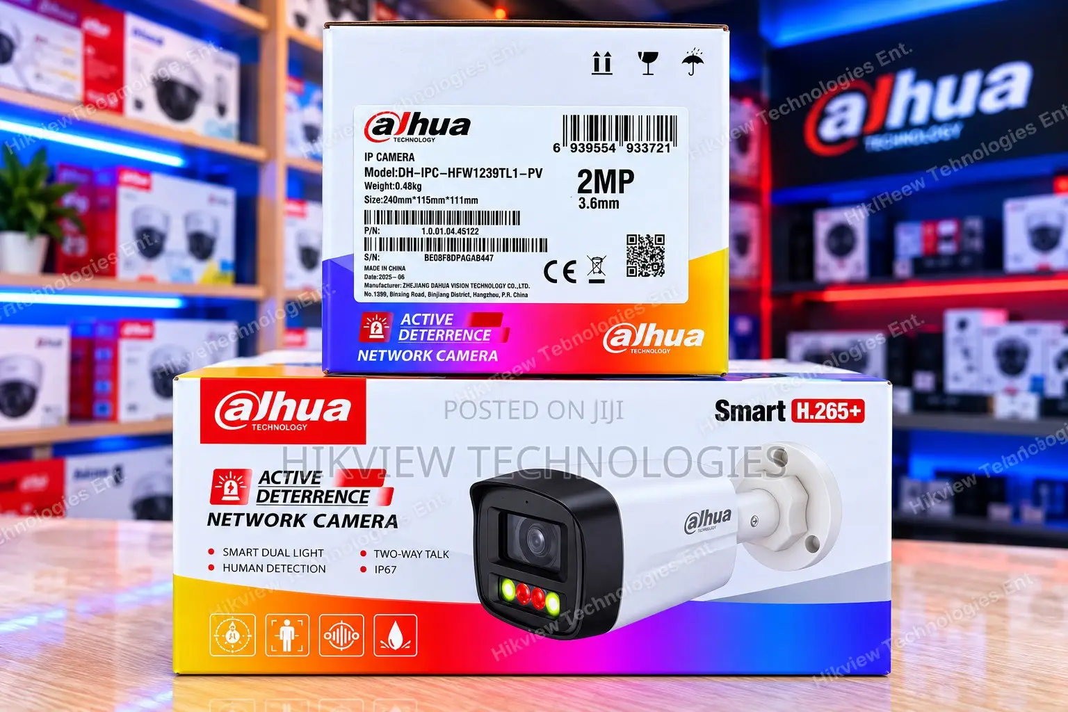Dahua Ip Camera 2mp Full Color 2way Audio Dh -Ipc- Hfw1239tl1-Pv