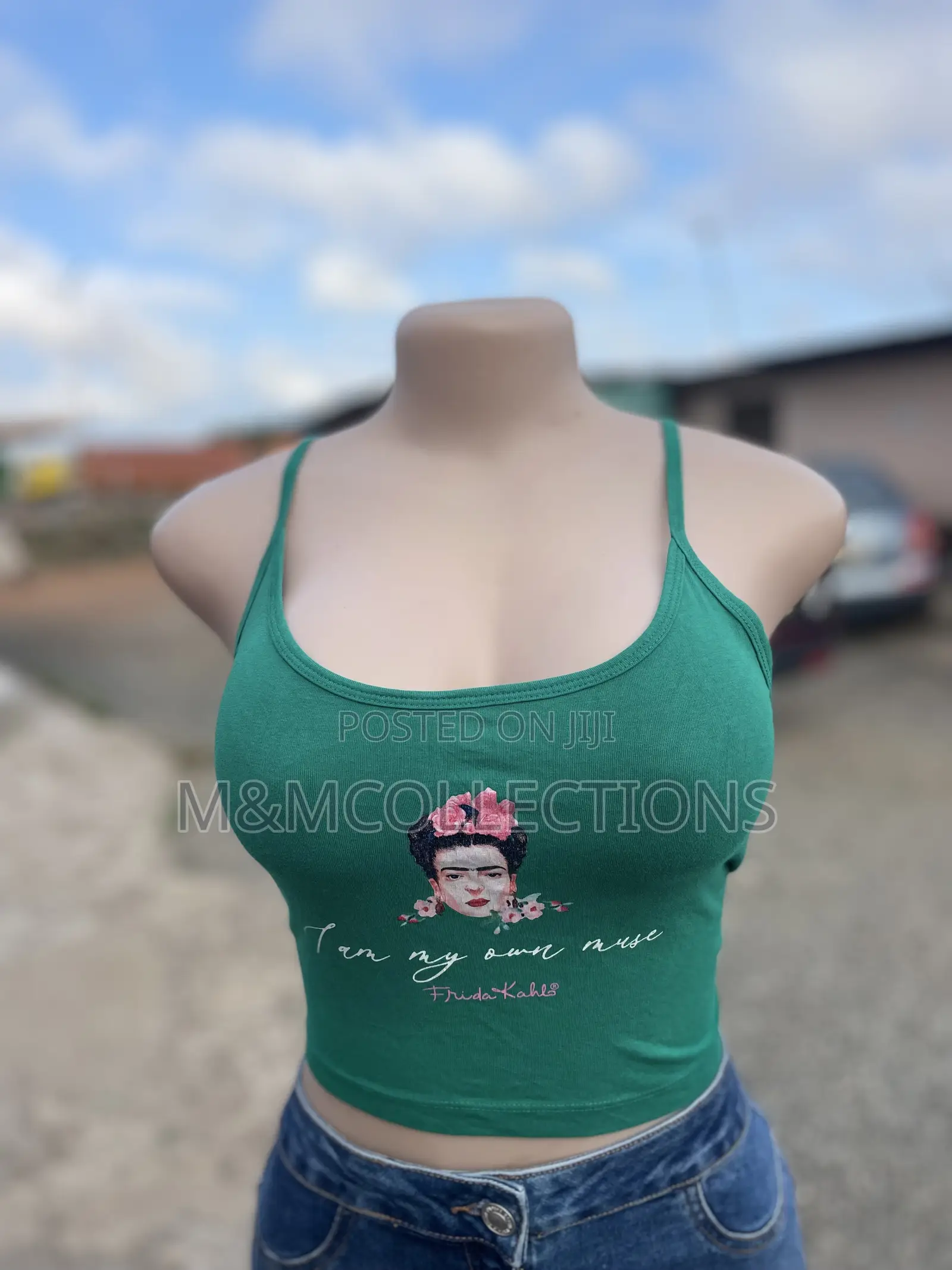 Frida Kahlo Crop Top Green