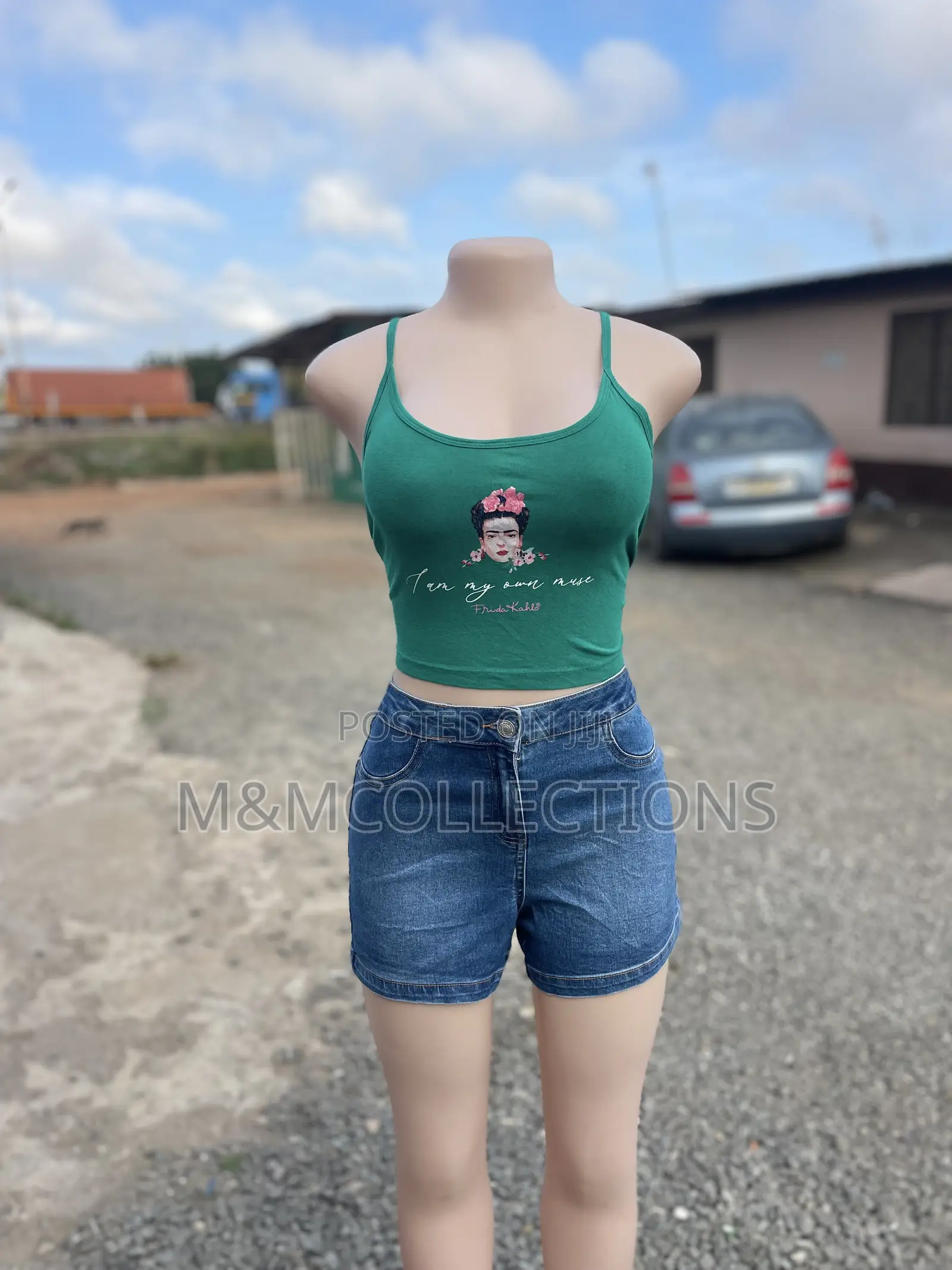 Frida Kahlo Crop Top Green
