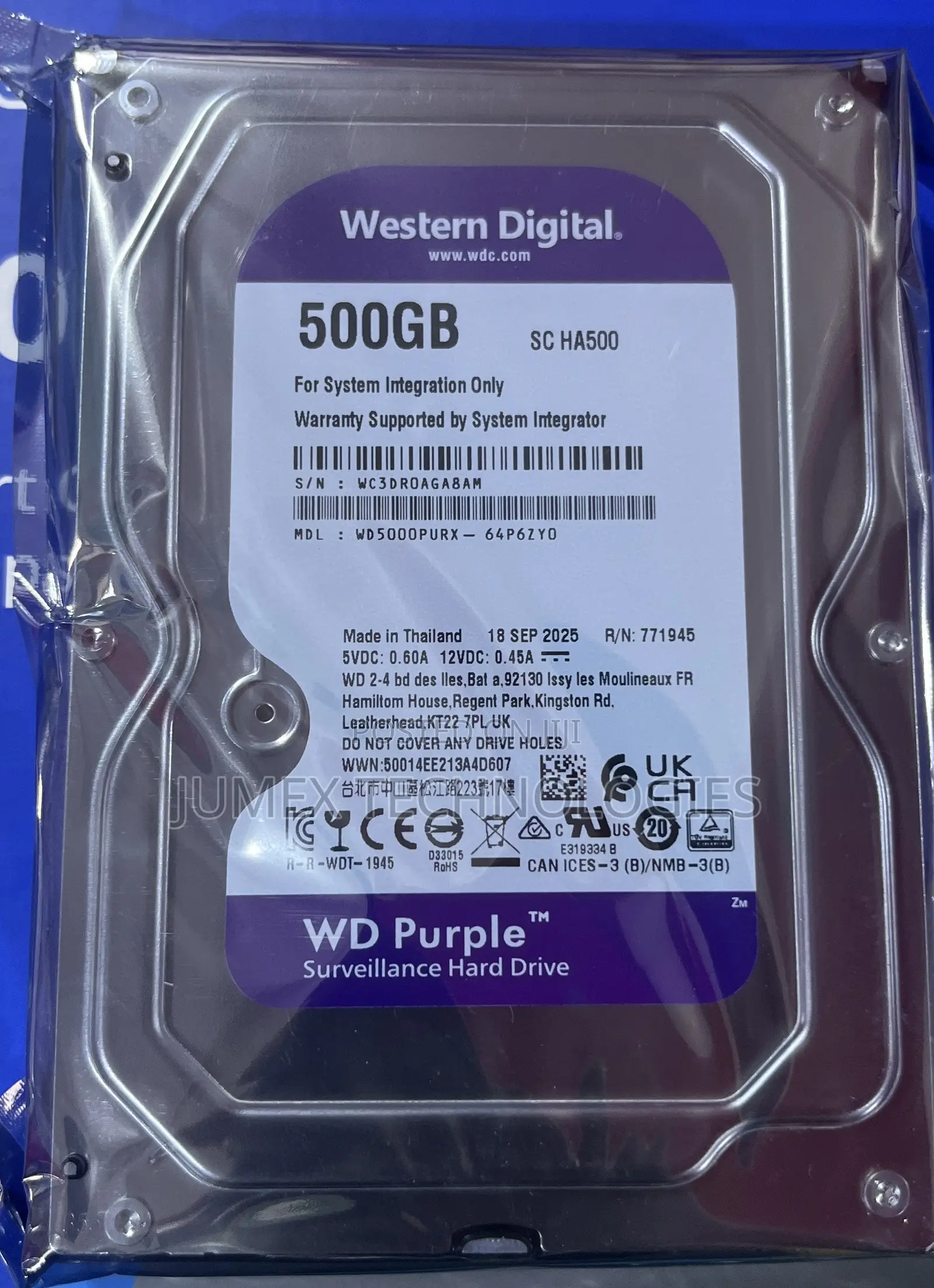 500gb Surveillance HDD Western Digital Hard Drive Wd Purple