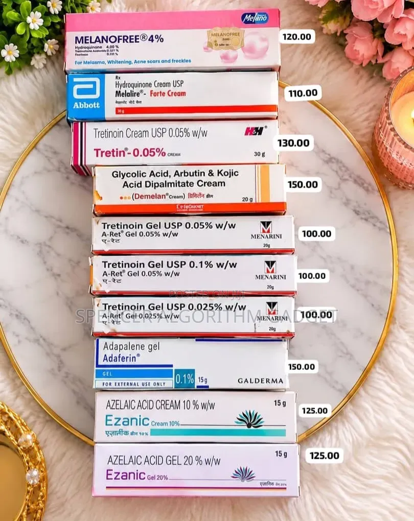 Tretinoin/Azelaic/Melanofree/Adepalene /Demelan/ Treatment Gel/Creams