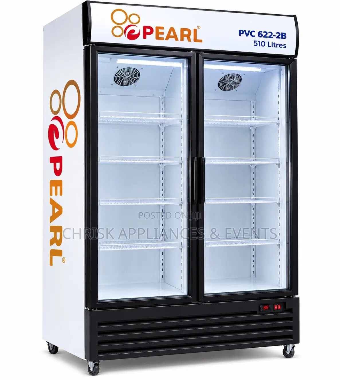Pearl PVC-622-2b 510l Double-Door Display Fridge