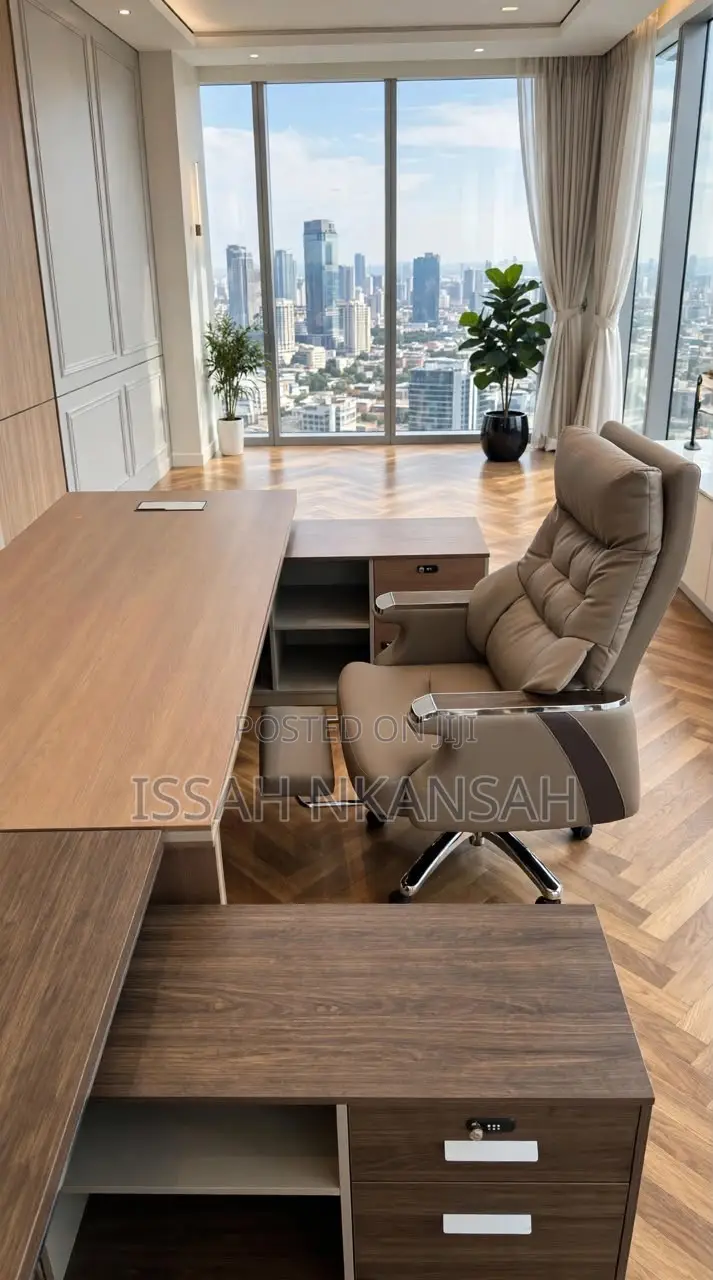 L Shape Executive Desk + CEO Executive Chair