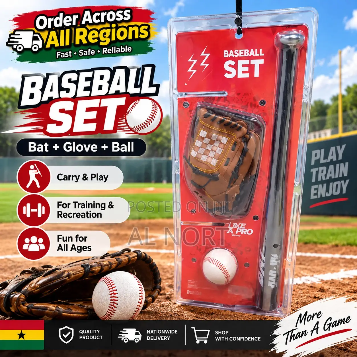 Baseball Set With Bat, Glove and Ball