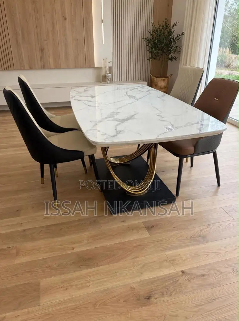 White Marble Dining Set 6 Chairs