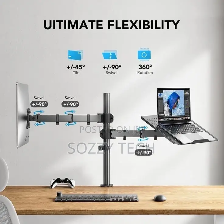 HUANUO Adjustable Monitor Stand, Single Arm Desk Mount for 32 Inch