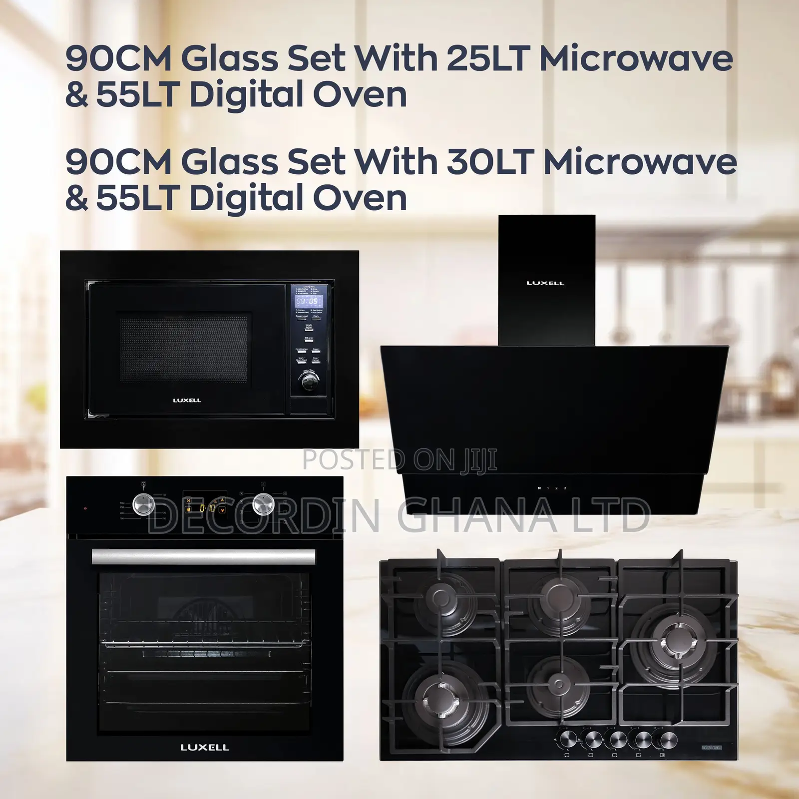 90cm Hex Glass Set With 55Lt Digital Oven and 25Lt Microwave