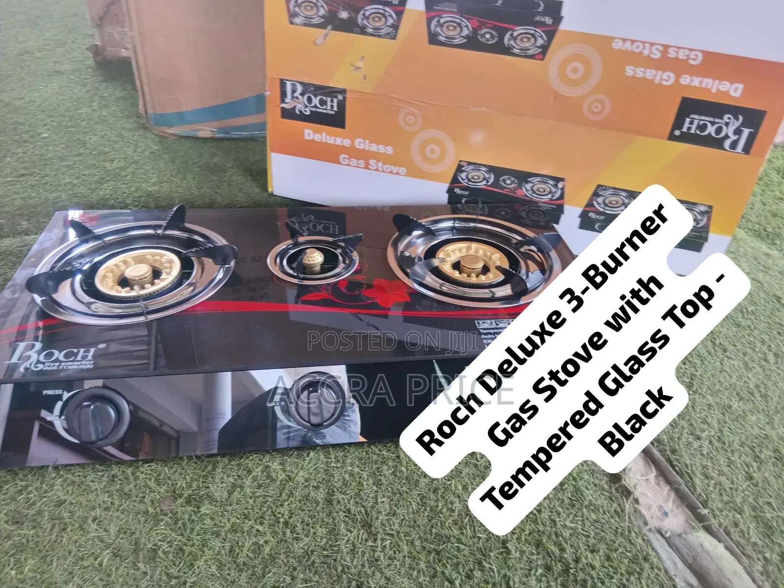 Roch 3-Burner Deluxe Gas Cooker – Strong Tempered Glass Top