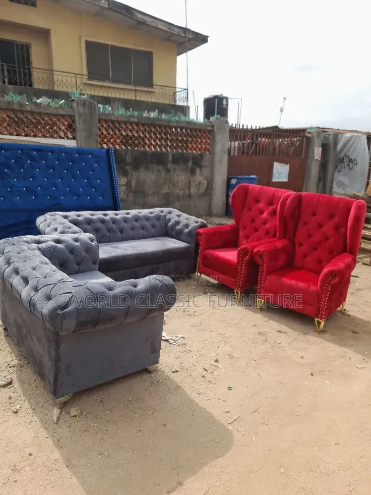 Luxury Velvet Chesterfield or Royal Tufted Sofa Set