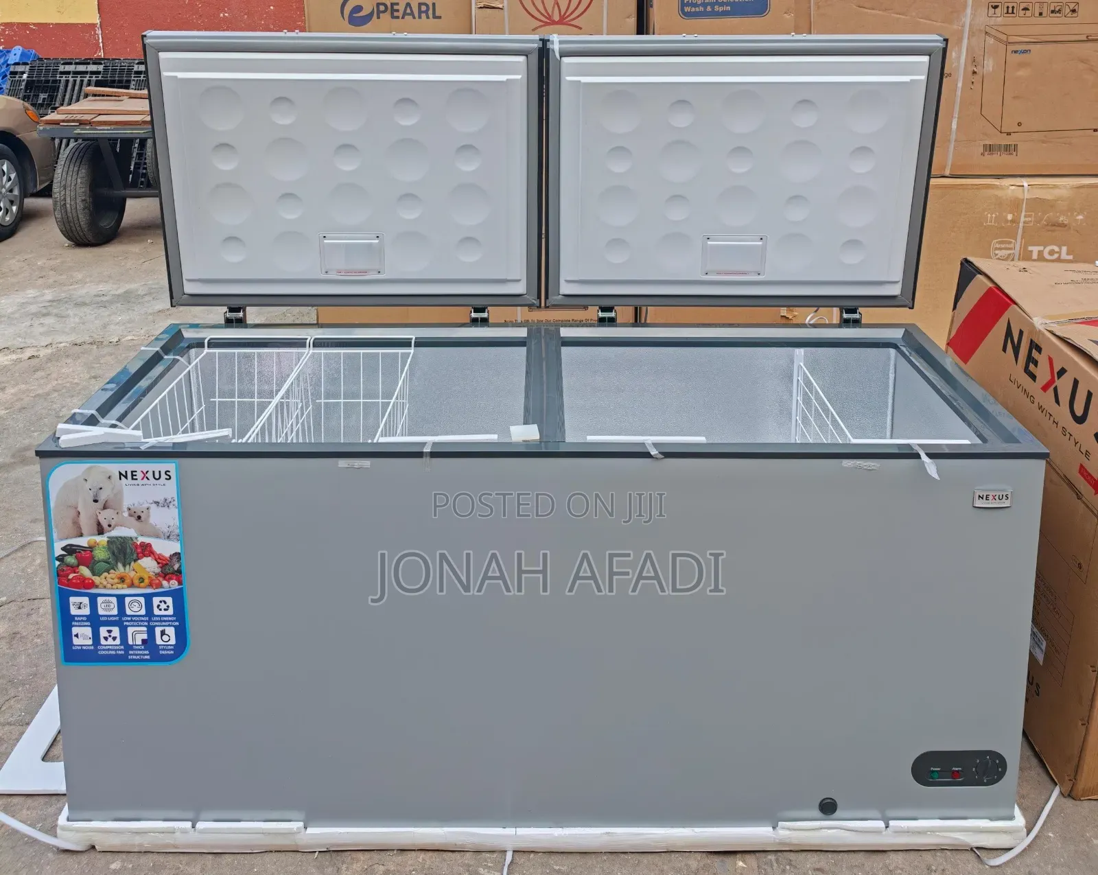 Nexus 560Ltr Double Door Chest Freezer NX-FX-695E Silver